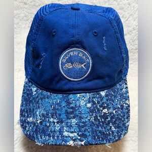 Silver Bait Patch Logo Blue Camo Bill 100% Cotton Mesh SnapBack Hat Cap